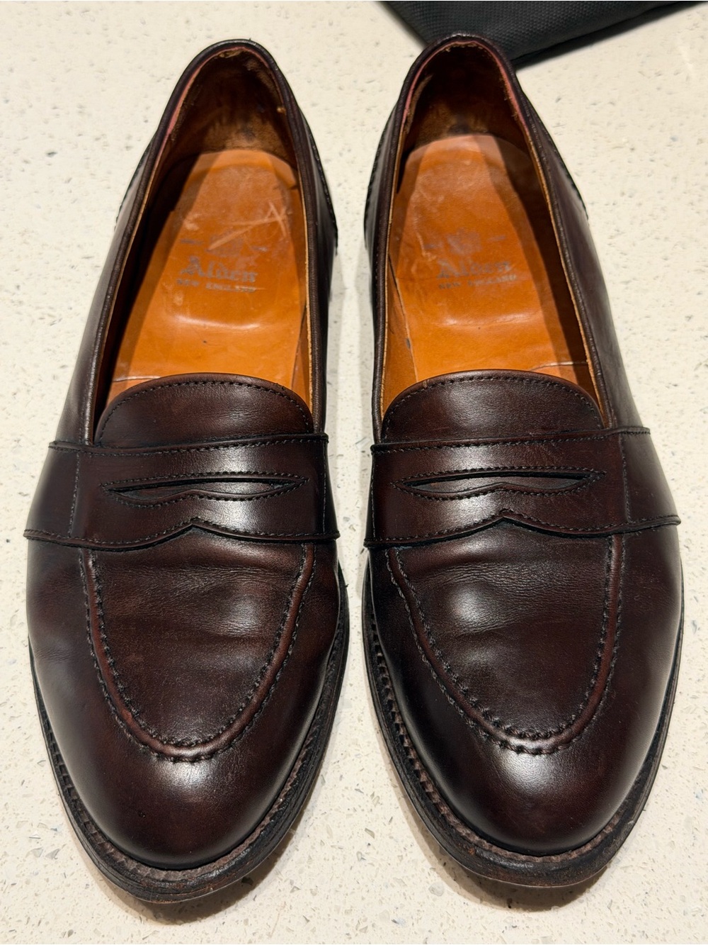 Alden Men's Penny Loafers in Dark Brown Leather